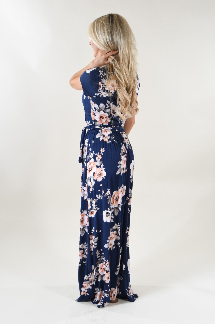 Navy and coral maxi dress hotsell