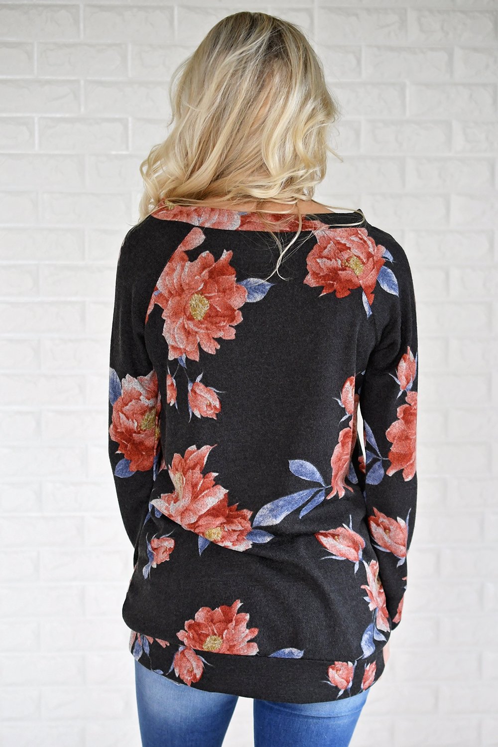 Endless Possibilities Long Sleeve Floral Top ~ Black