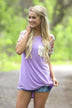 Crochet Pocket Floral Top ~ Purple