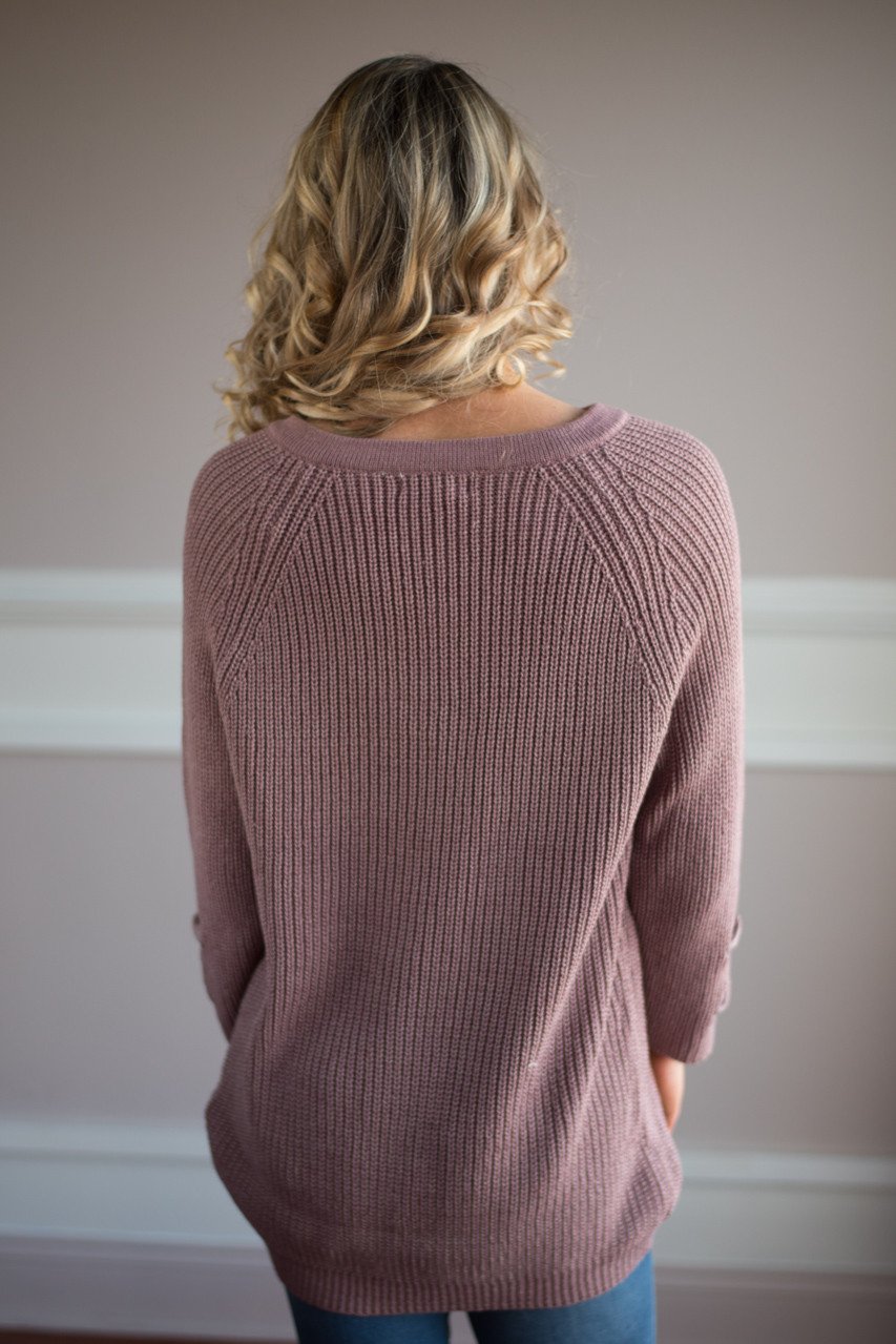 Purple Lace Up Sweater