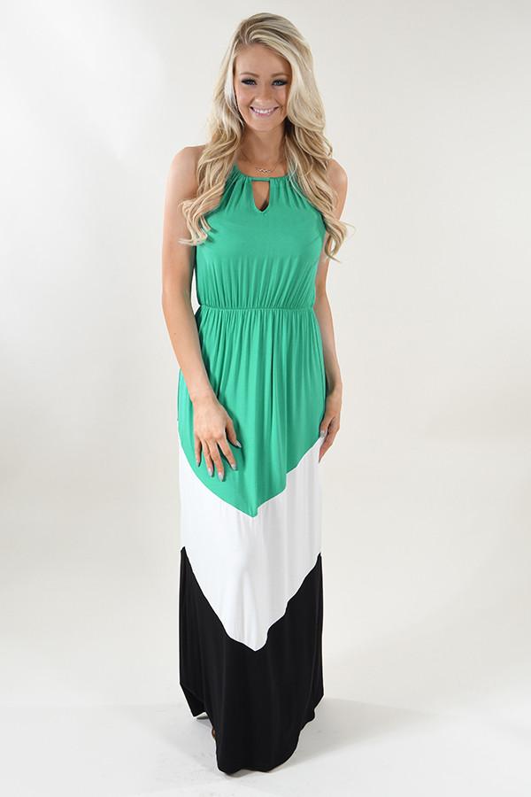 Teal Color Block Maxi Dress Teal Color Block Maxi Dress