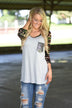 Camo Glam Top ~ Heather Grey
