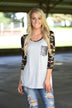 Camo Glam Top ~ Heather Grey