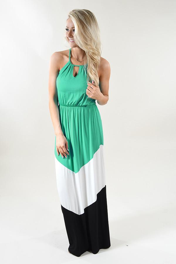 Teal Color Block Maxi Dress Teal Color Block Maxi Dress