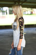Camo Glam Top ~ Heather Grey
