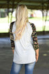 Camo Glam Top ~ Heather Grey