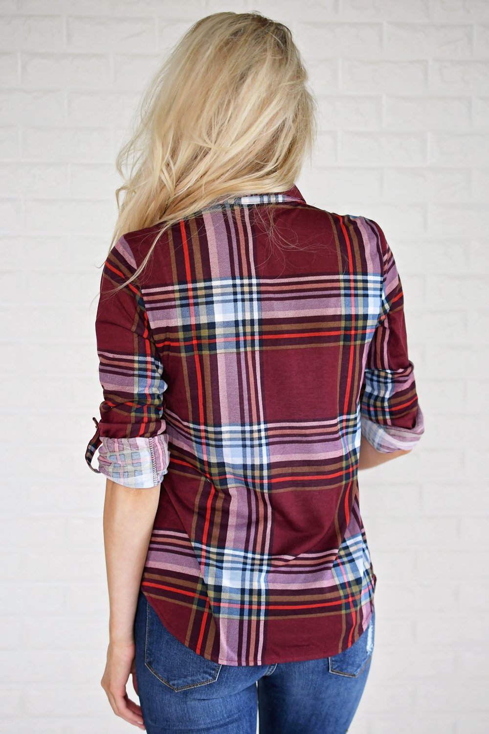 The Essential Plaid Top ~ Burgundy