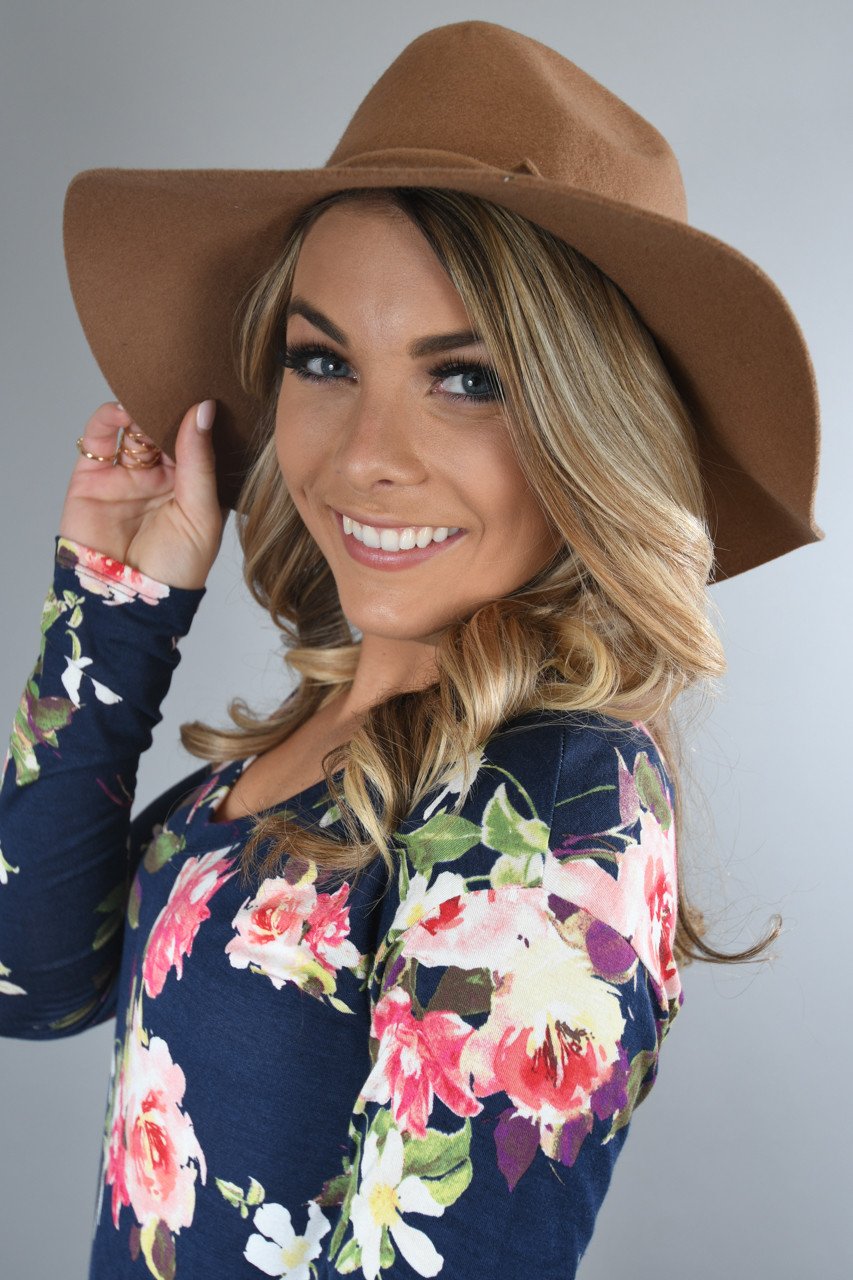 Here Comes the Fun Floral Top ~ Navy