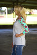 Grey Floral 3/4 Sleeve Top