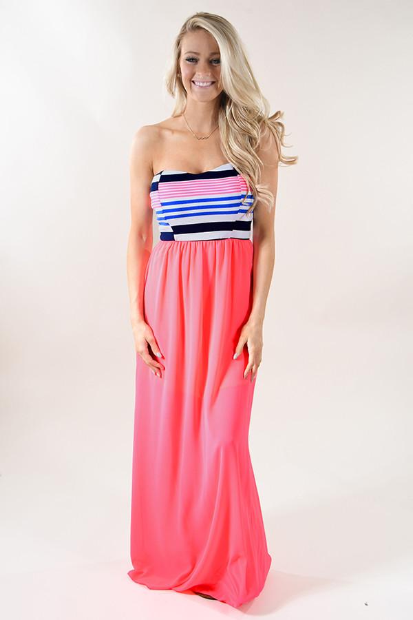 Neon Days Strapless Maxi Dress