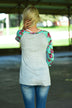 Grey Floral 3/4 Sleeve Top