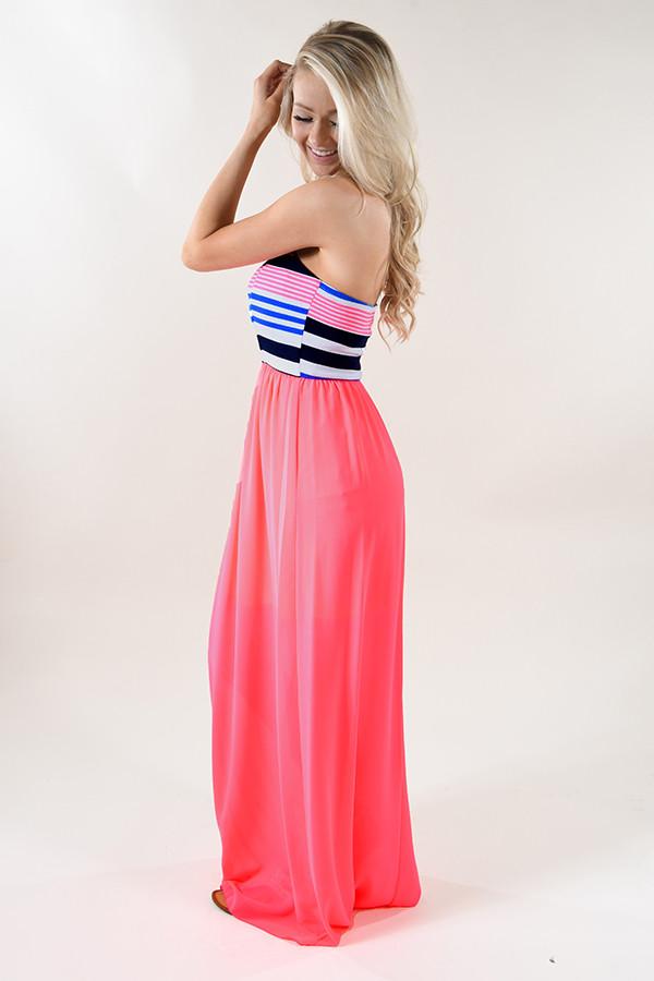 Neon Days Strapless Maxi Dress
