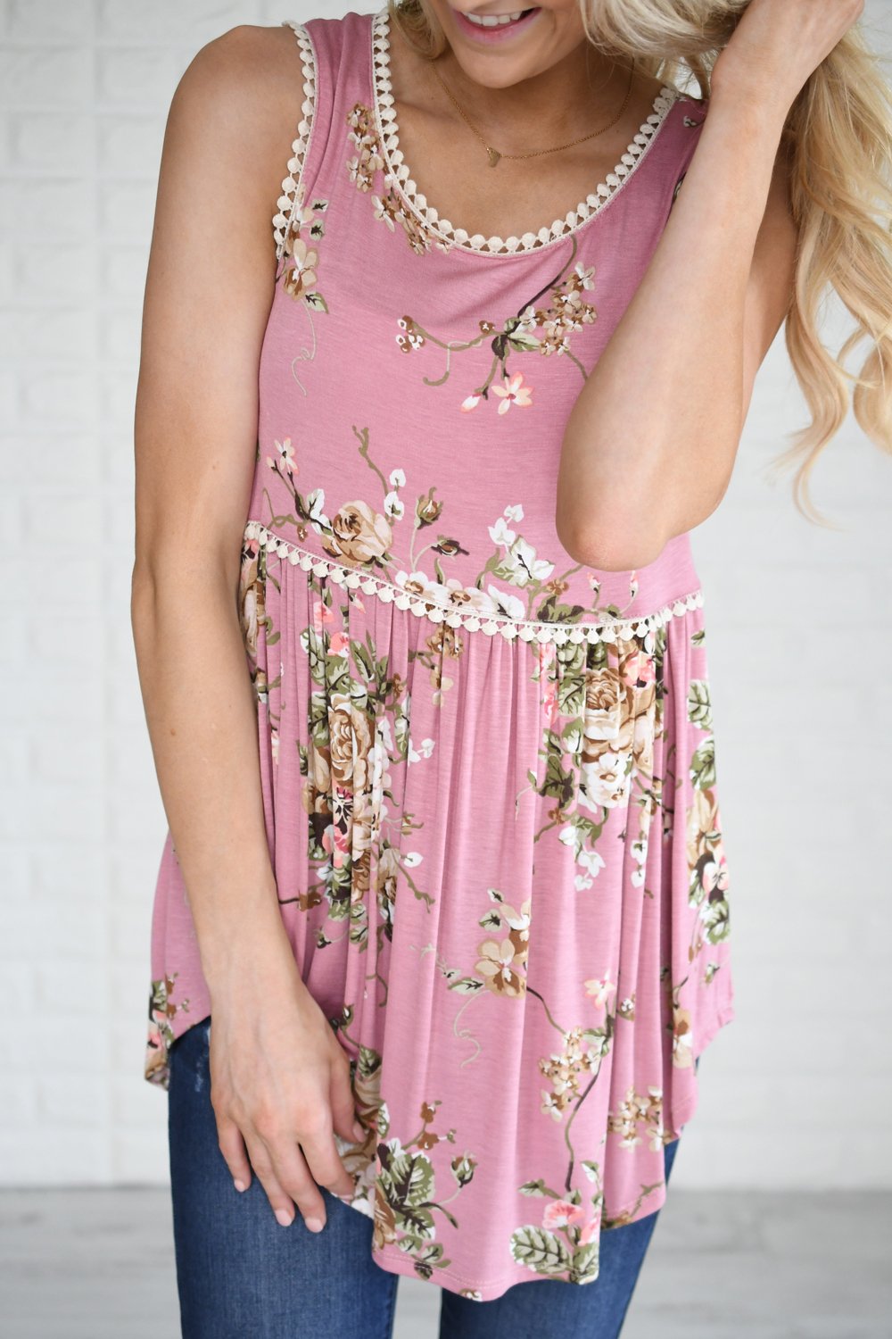 By Your Side Floral Babydoll Tank Top