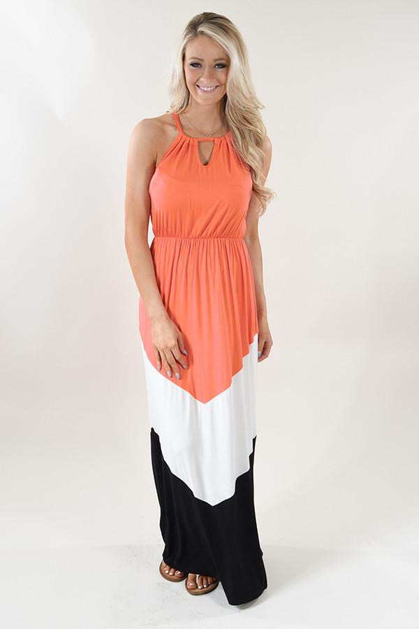 Tangerine Color Block Maxi Dress Tangerine Color Block Maxi Dress