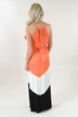 Tangerine Color Block Maxi Dress