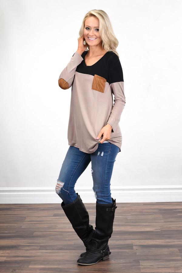 Suede Pocket Top ~ Brown