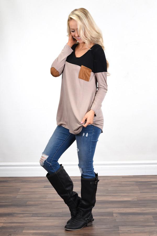 Suede Pocket Top ~ Brown