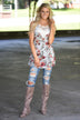 Long Grey Floral Tank Top