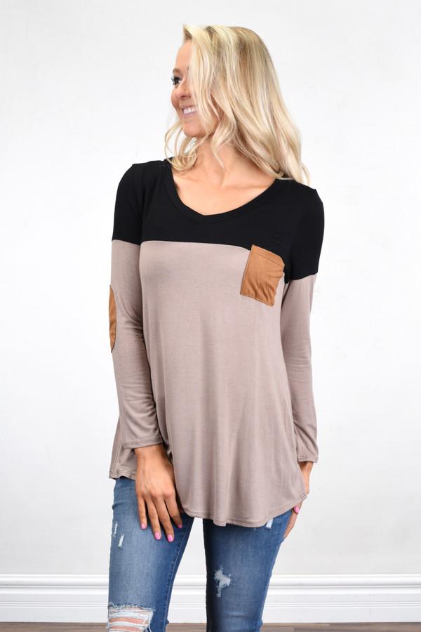 Suede Pocket Top ~ Brown