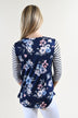 Navy Striped Floral Top