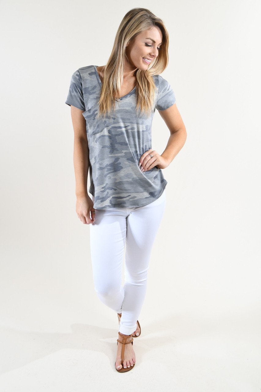 Short Sleeve Camo Top