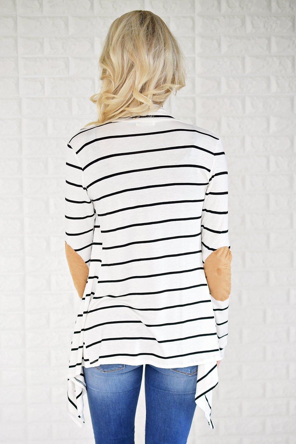 Cozy in Stripes Elbow Patch Sweater - Black & White – The Pulse