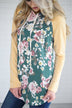 You're So Floral Hoodie ~ Dark Seafoam & Yellow