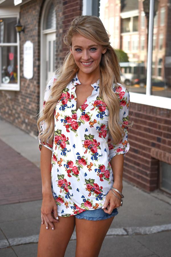 Floral Blouse ~ Ivory