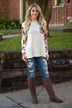 Floral Glam Pocket Top ~ Ivory