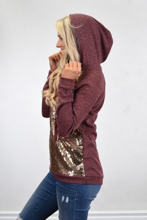Glitter Hoodie ~ Burgundy