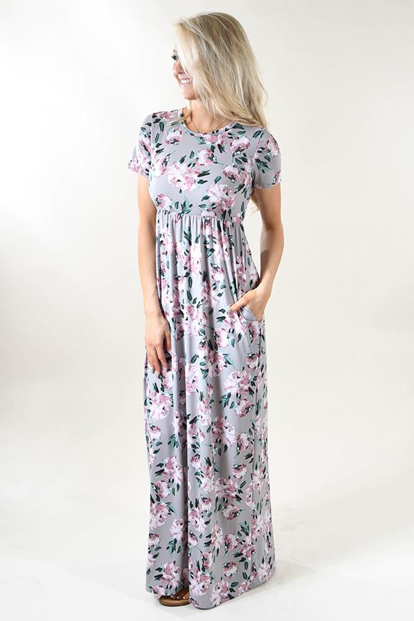 Silver Dreams Floral Maxi Dress