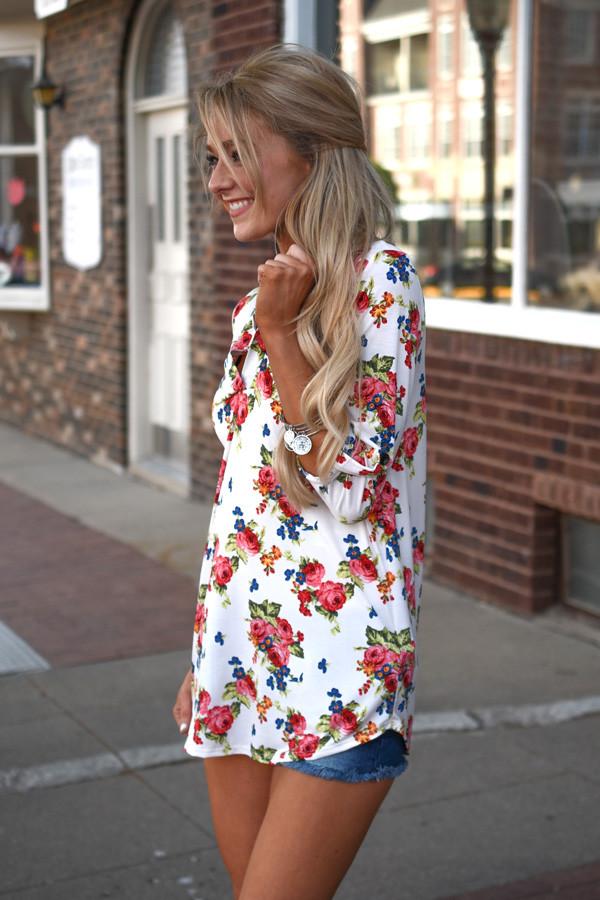Floral Blouse ~ Ivory