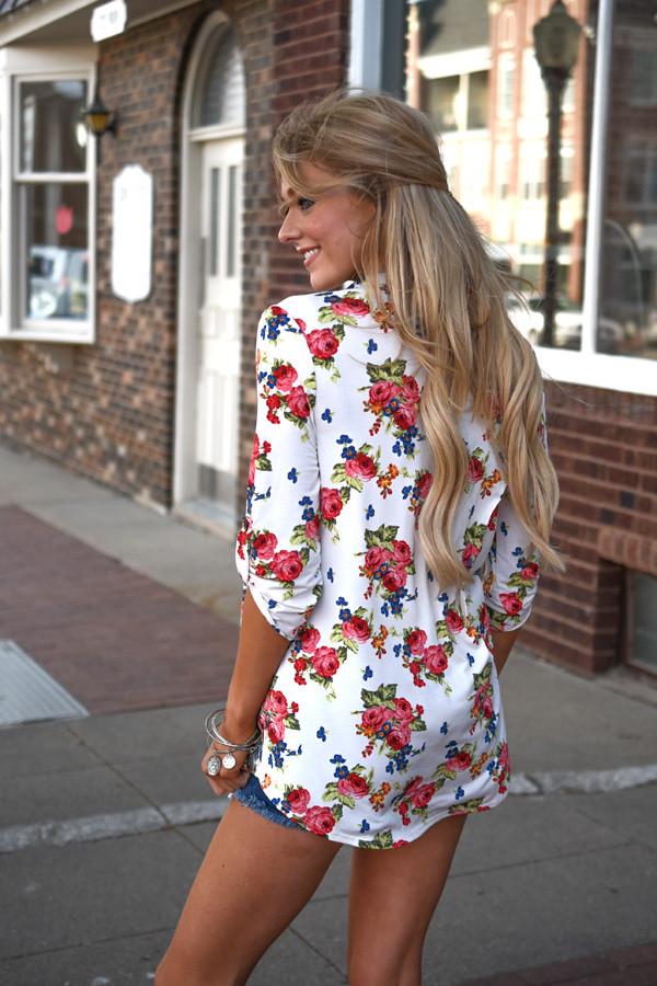 Floral Blouse ~ Ivory