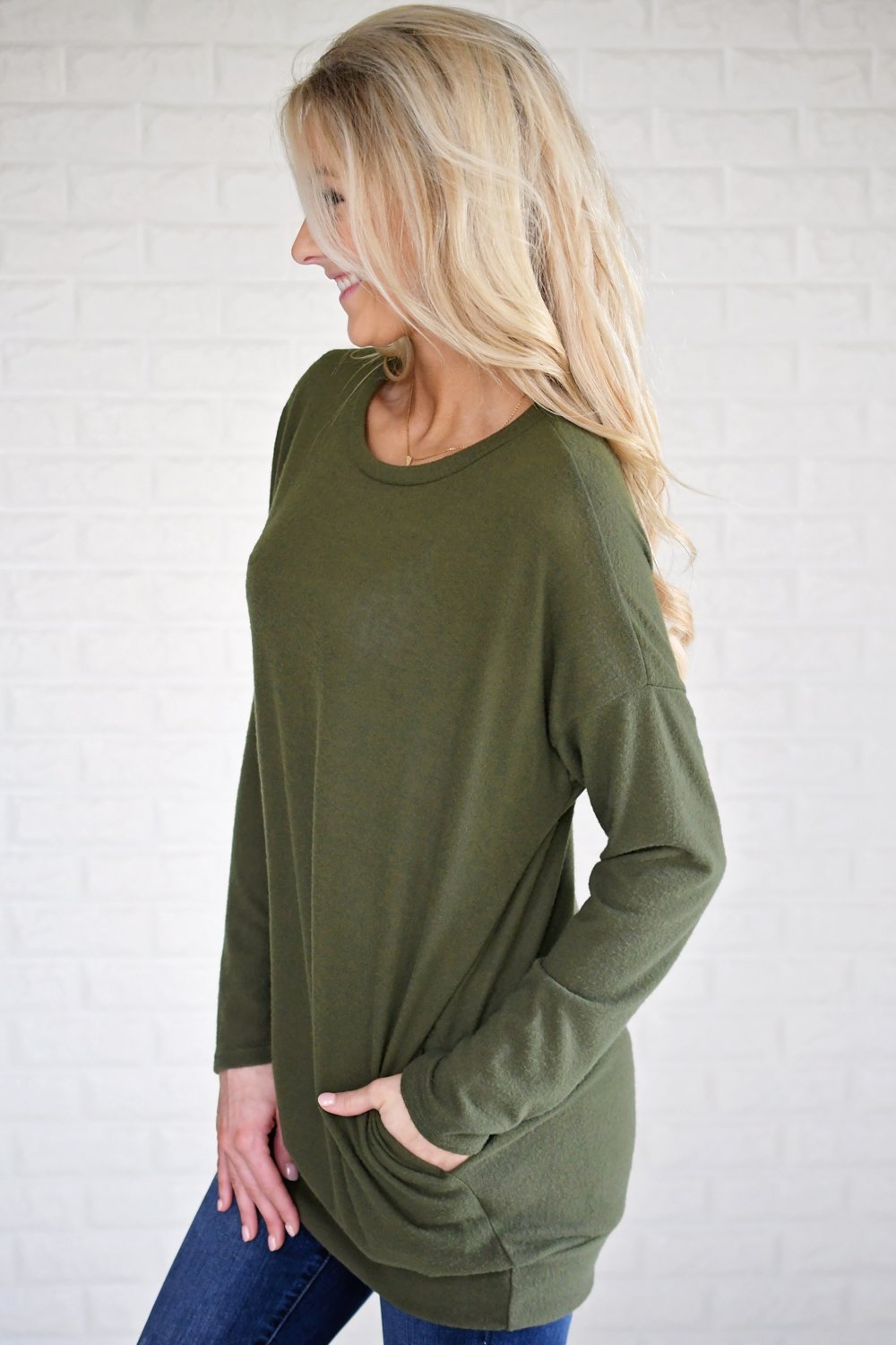 Snuggle Me Tunic Top ~ Olive