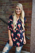 Floral Blouse ~ Navy