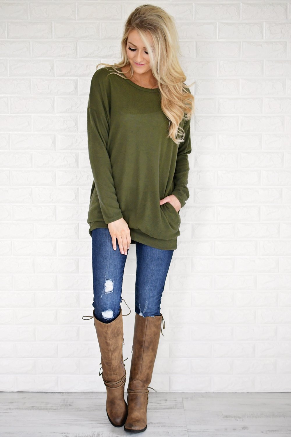Snuggle Me Tunic Top ~ Olive