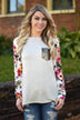 Floral Glam Pocket Top ~ Ivory