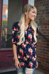 Floral Blouse ~ Navy