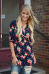 Floral Blouse ~ Navy