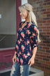 Floral Blouse ~ Navy