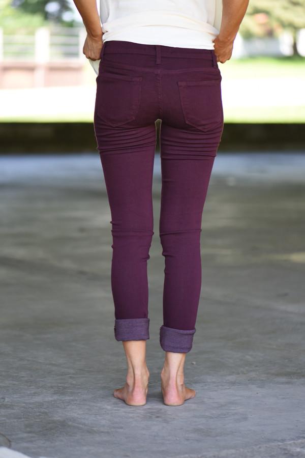 Kan Can Distressed Jeans ~ Burgundy