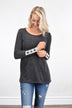 Button Sleeve Top ~ Charcoal