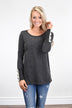 Button Sleeve Top ~ Charcoal