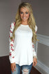 Making Magic Floral Sleeve Top ~ White