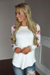 Making Magic Floral Sleeve Top ~ White