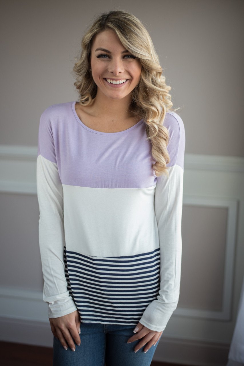 Purple and Navy Color Block Top