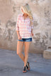 Pink Plaid Button Up Top