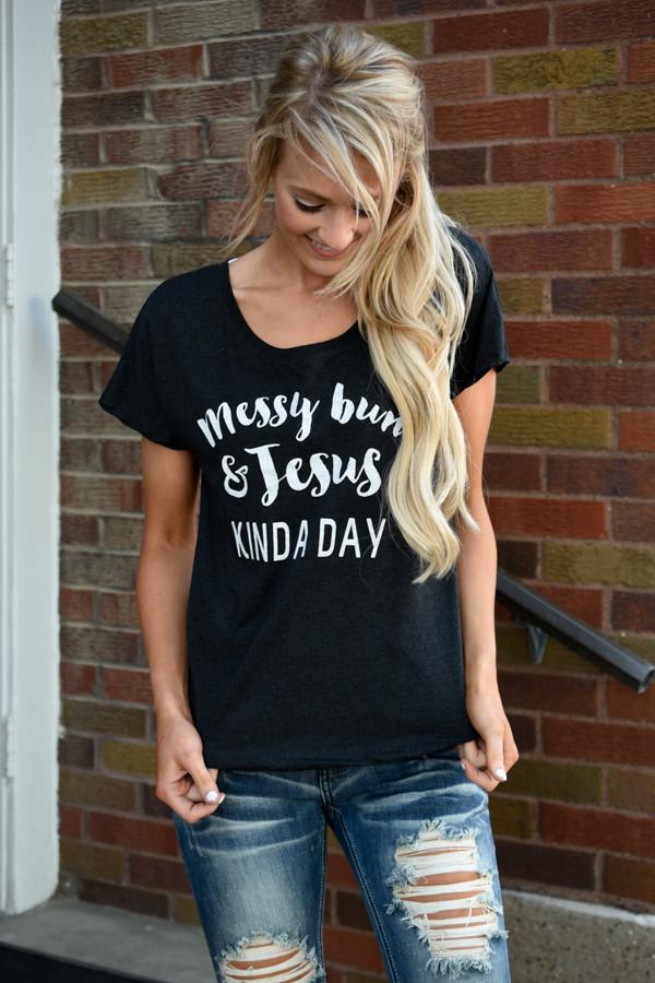 Messy Hair & Jesus Tee