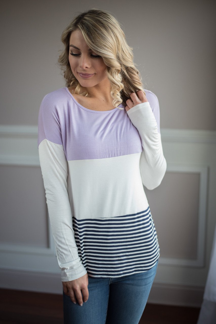 Purple and Navy Color Block Top