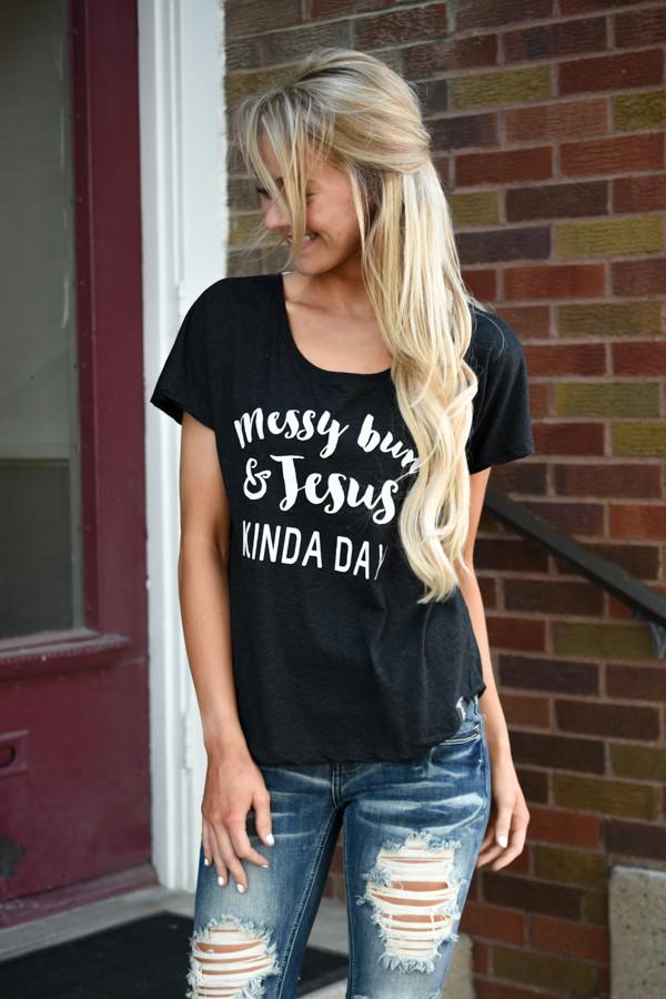 Messy Hair & Jesus Tee